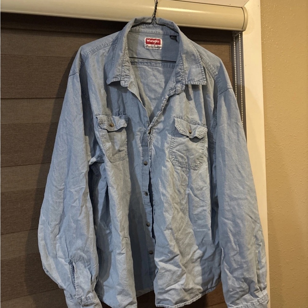 Wrangler Men’s Denim Premium Quality Long Sleeve Button Up Shirt Size 3XL